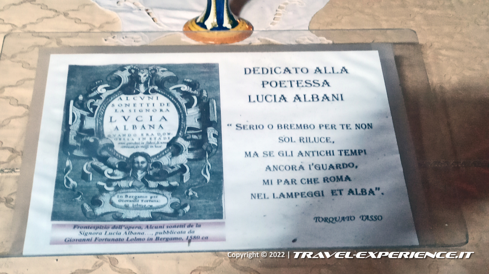 Al castello Albani di Urgnano il sonetto che Torquato Tasso dedicò a Lucia Albani